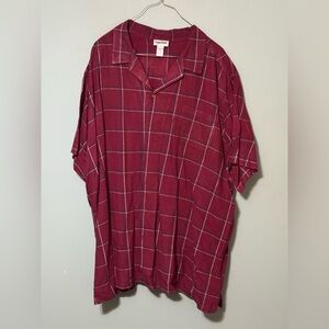Men's Burgundy Checkered Button-Down Shirt